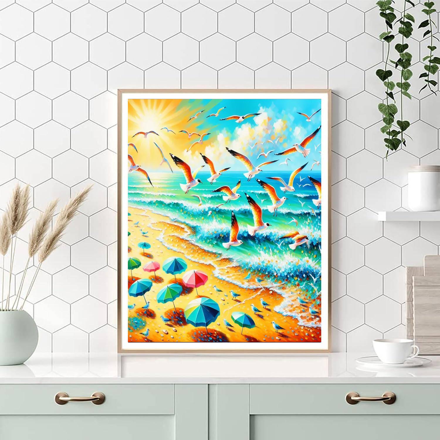 Playful Coastal Paradise Paint By Numbers Art