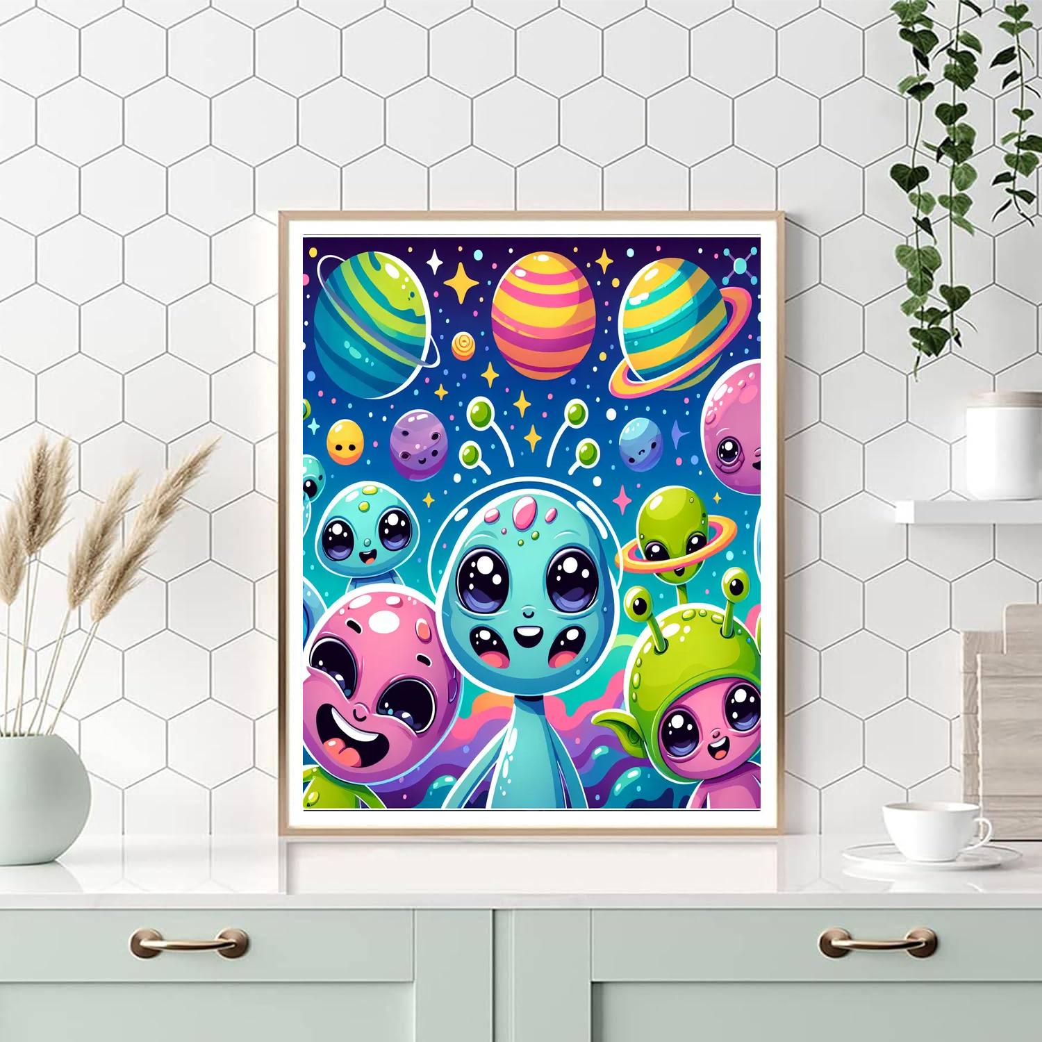 Cosmic Cuddly Aliens Paint By Numbers