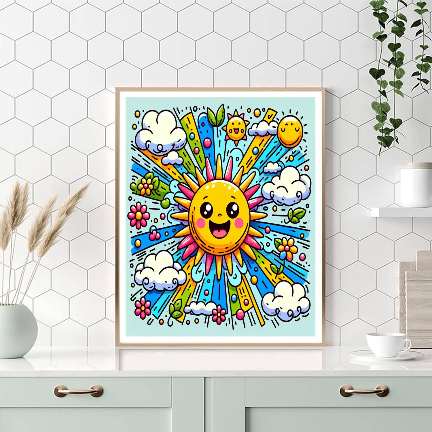 Happy Sun And Clouds Numbered Painting Kits