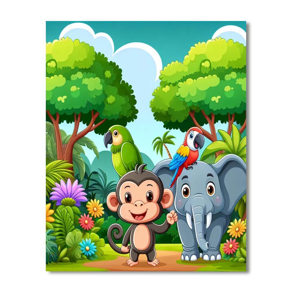 Jungle Adventure Safari Paint By Numbers Art