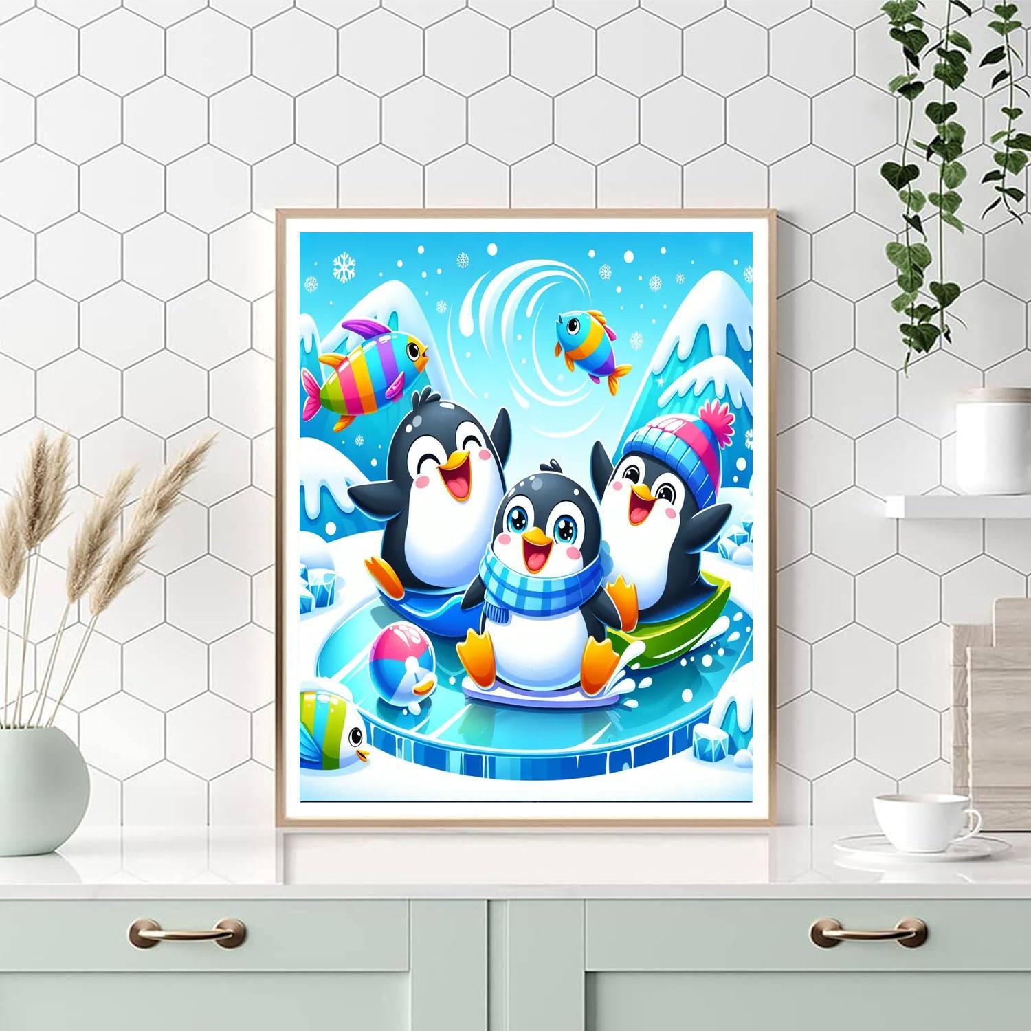Joyful Journey With Penguins Painting Number Kit