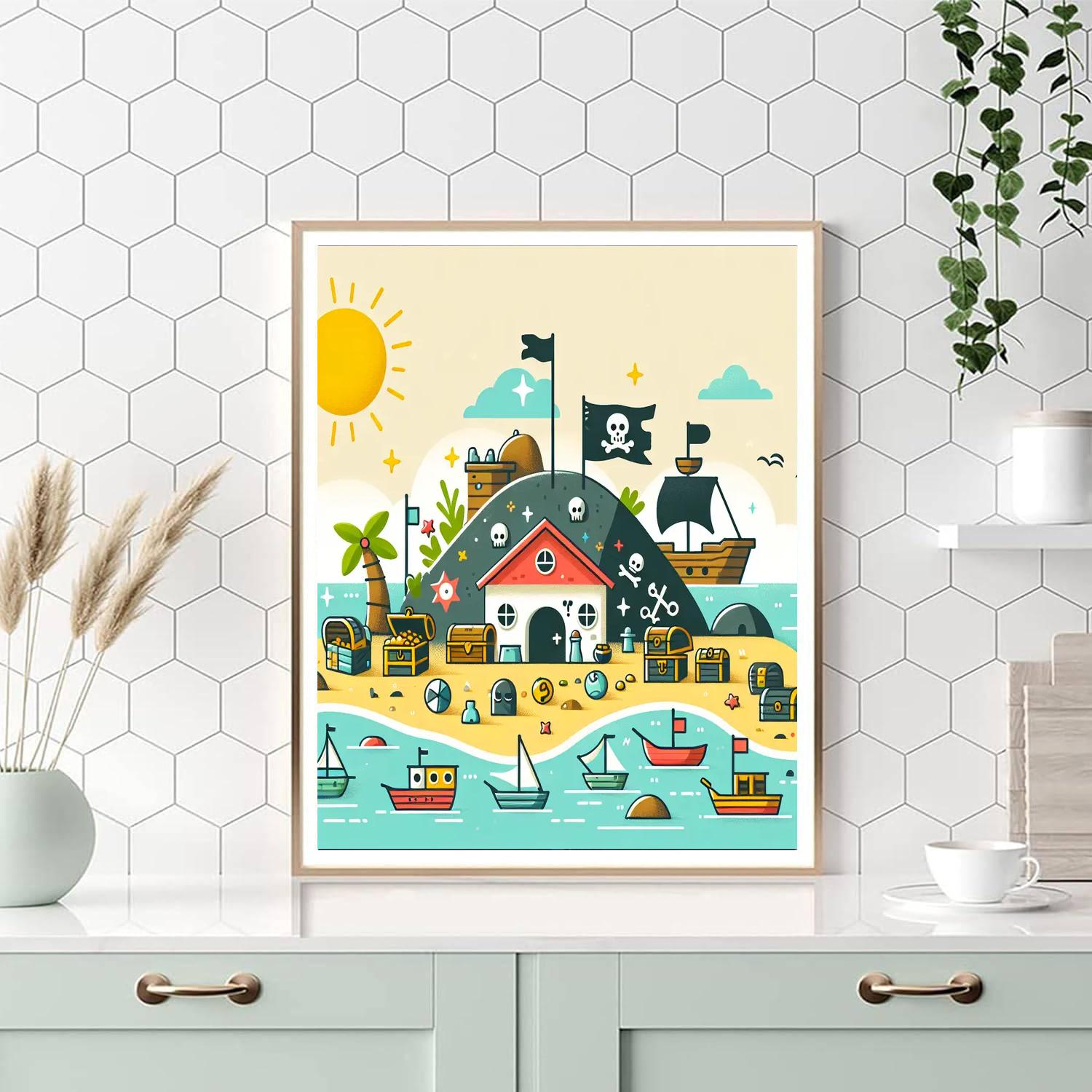 Seaside Pirate Hideout Painting Number Kit