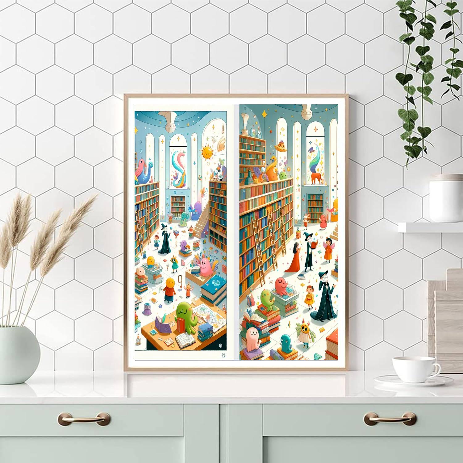 Whimsical Storybook Library Painting Number Kit