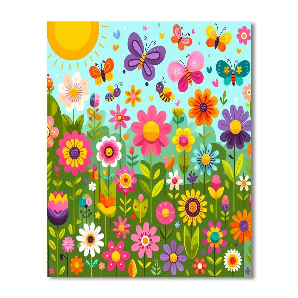Dazzling Flower Garden Number Painting