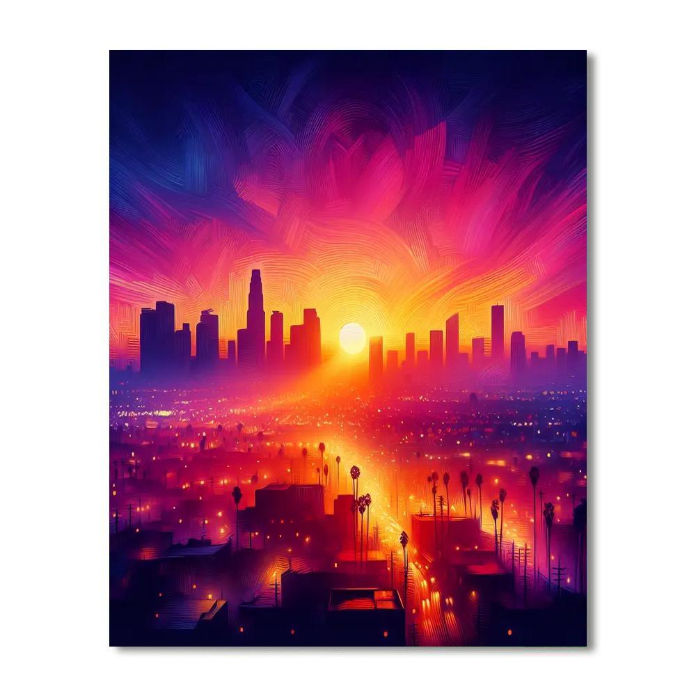 Vibrant Sunset Boulevard Paint By Numbers Art