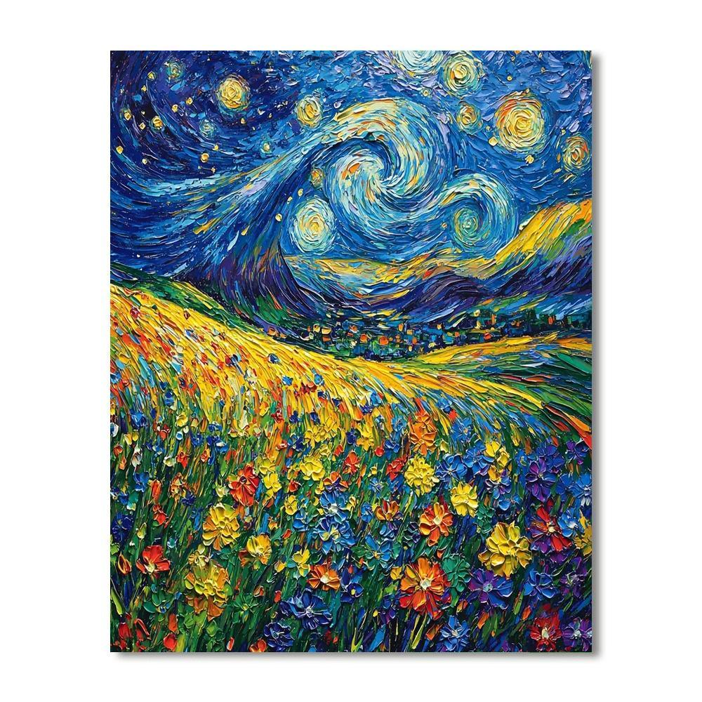 Vincent Van Gogh Inspired Starry Night Flowers  DIY Paint By Numbers