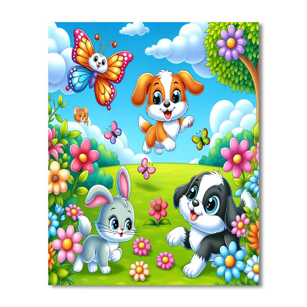 Joyful Pet Play Day Numbered Painting Kits