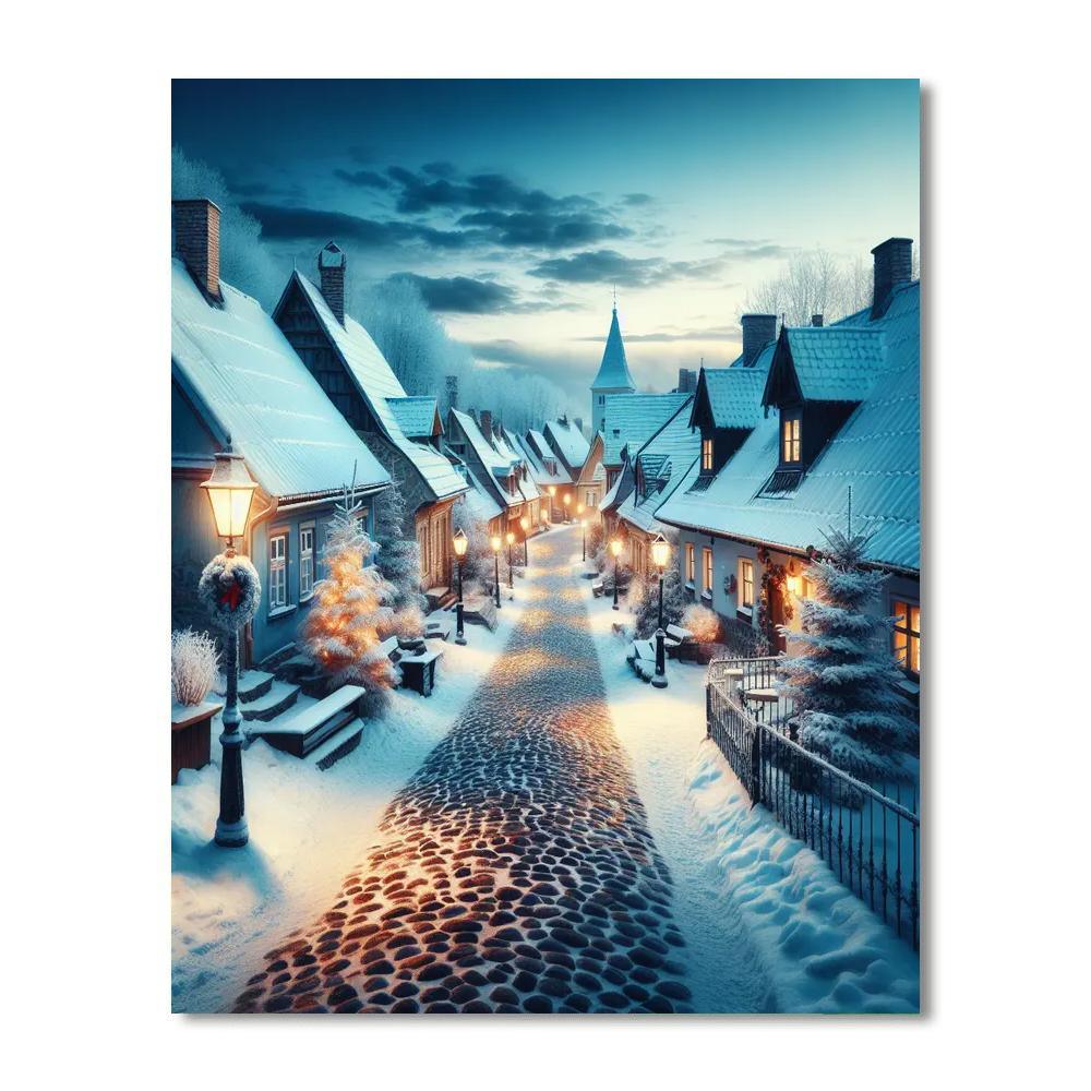 Frosty Winter Village Painting By Numbers Kit