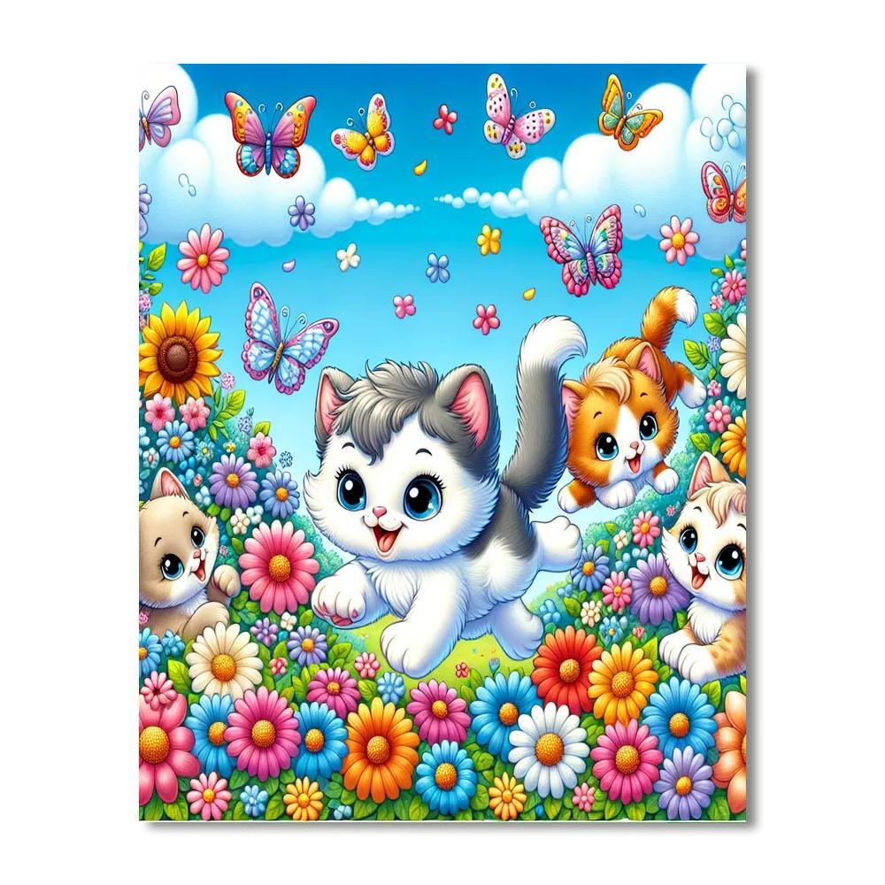 Kittens In The Garden Paint By Numbers