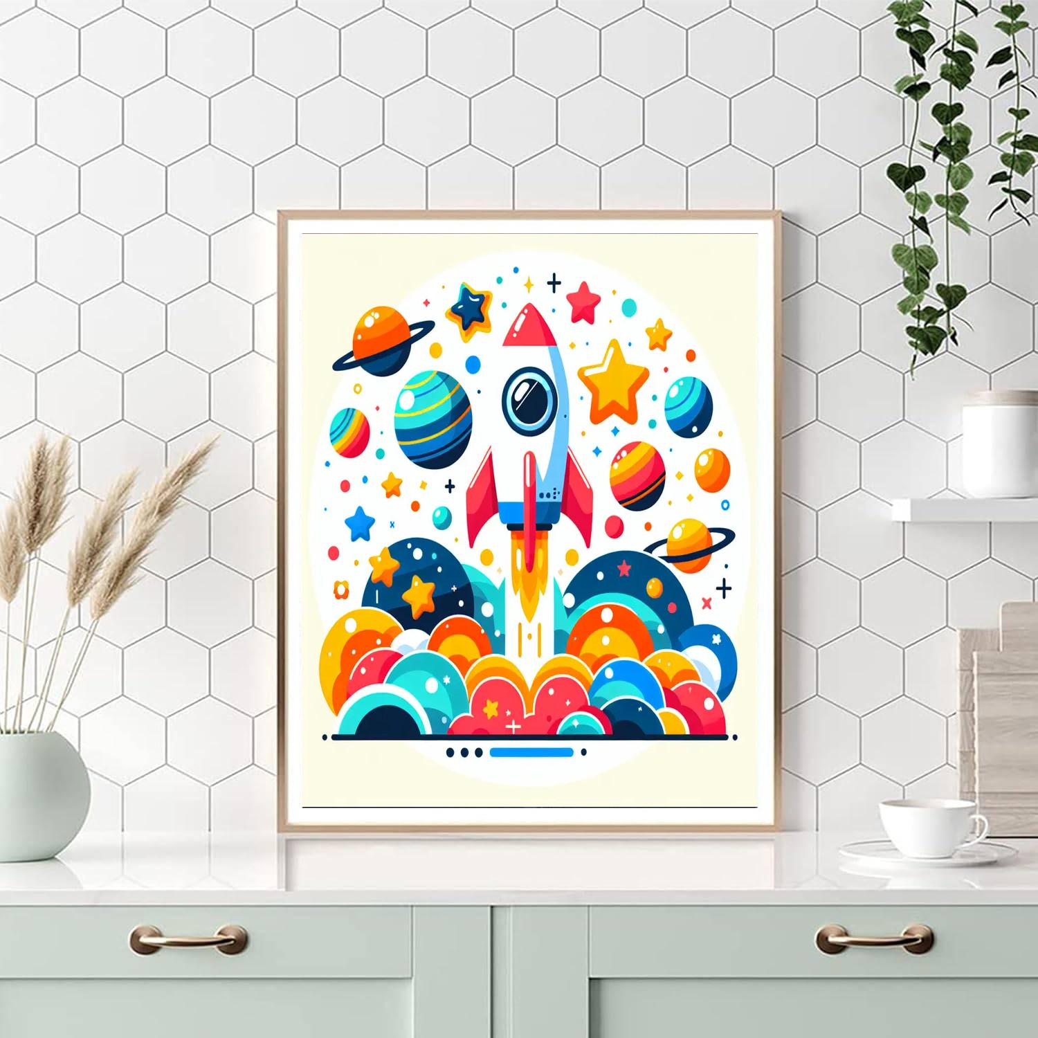 Rocket Into Space Adventure Number Painting