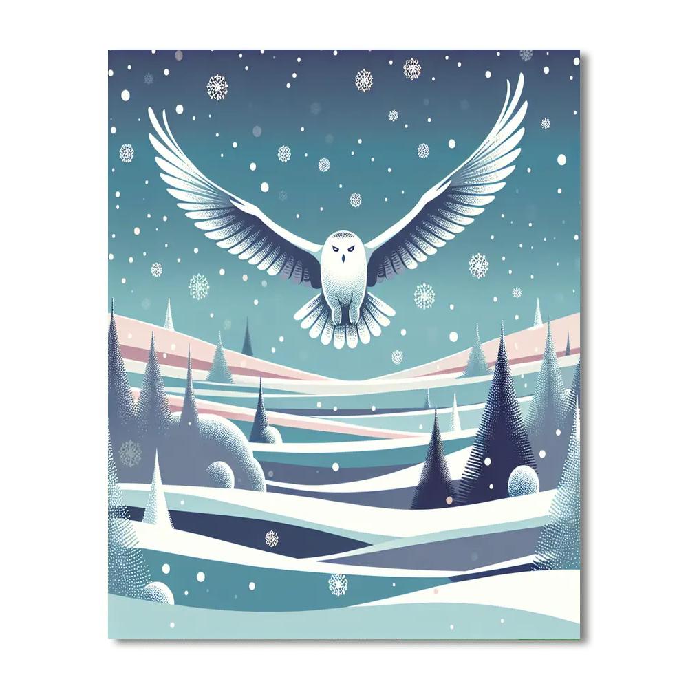 Snowy Owl Flight Painting By Numbers Kit