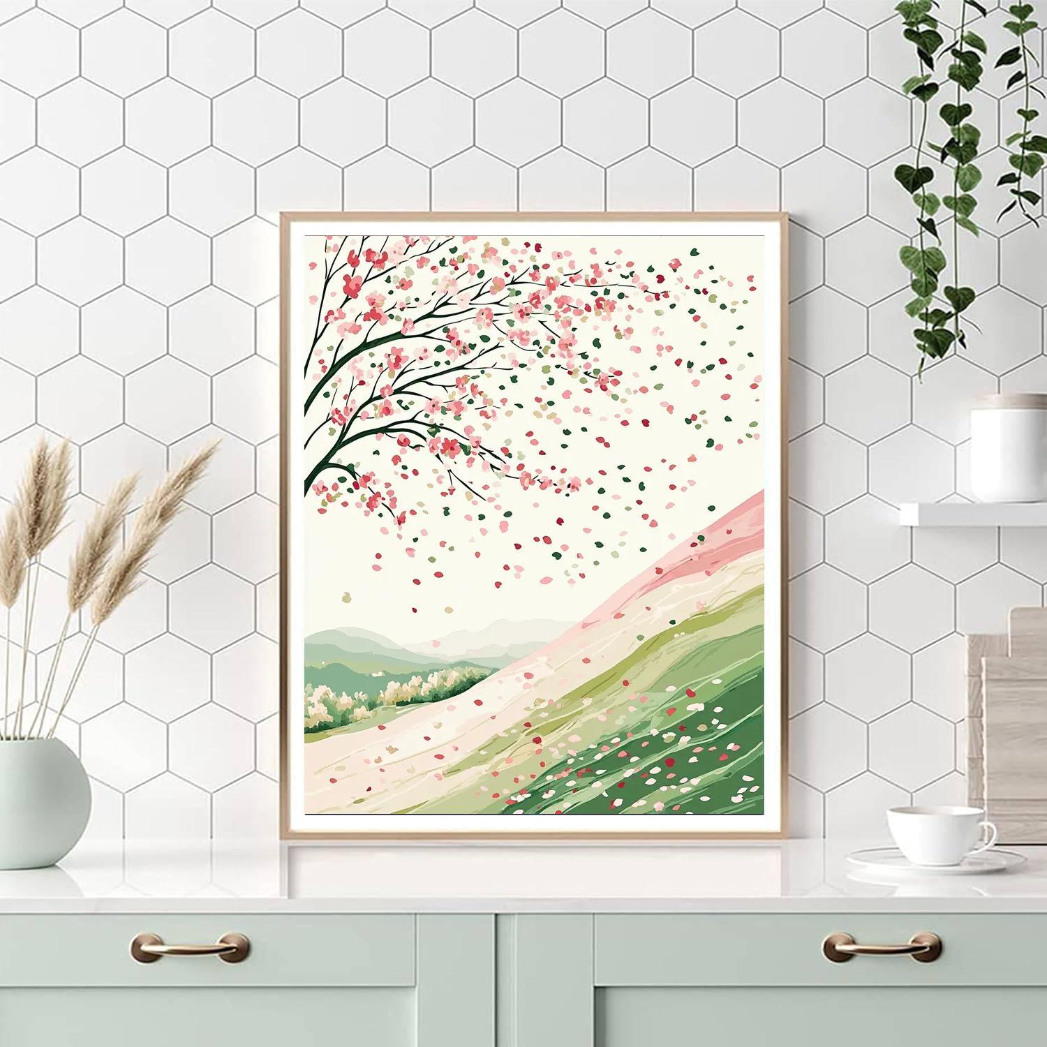 Hiroshige Inspired Petals In The Breeze  Paint By Numbers Kits