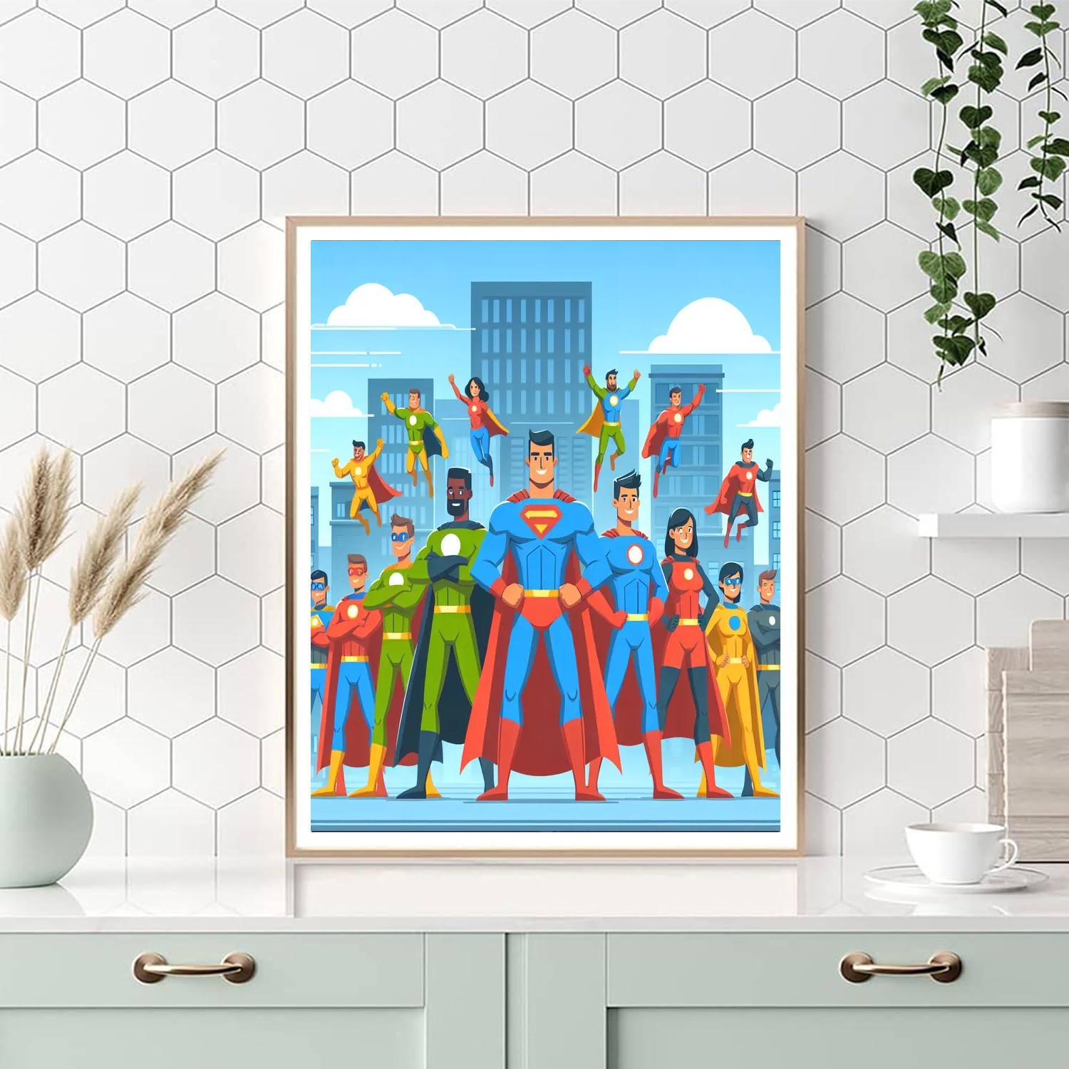 Superhero City Protectors Number Painting