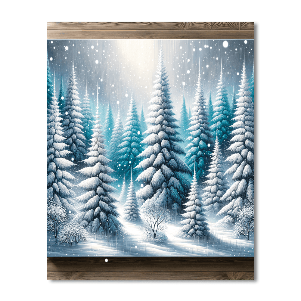 Snowy Pine Wonderland Painting Number Kit
