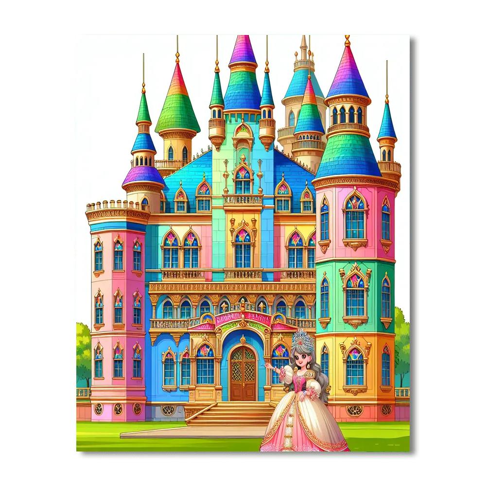 Princess Castle Storybook Scene Number Painting
