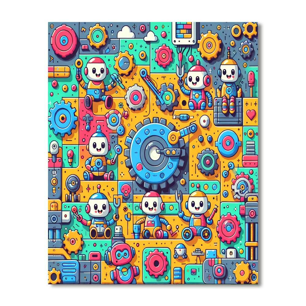 Robotic Friends Painting Number Kit