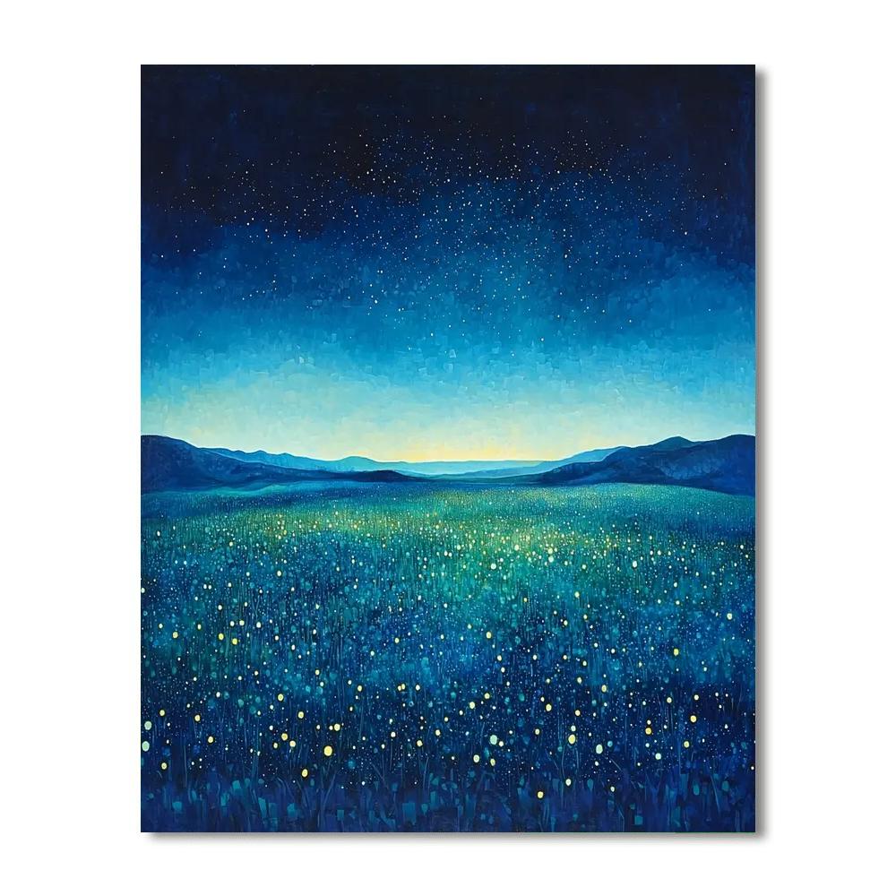 Georges Seurat Inspired Starlit Meadow Dreamscape  Number Painting