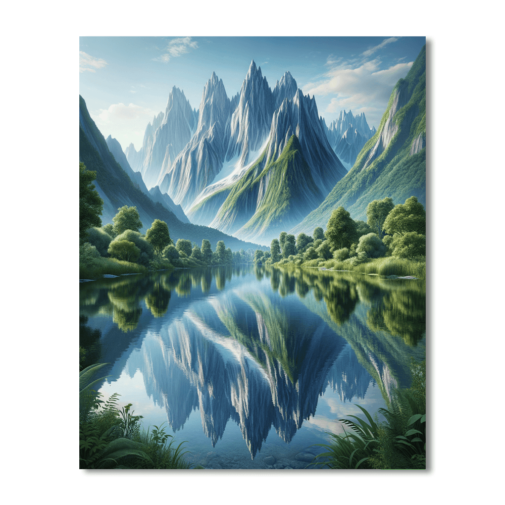 Dreamy Mountain Reflection Paint By Color