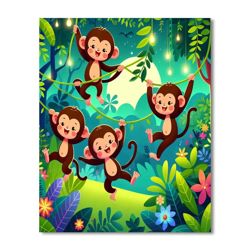 Jungle Fun With Monkeys Paint By Numbers Kits