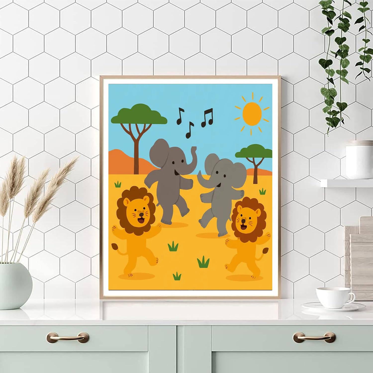 Safari Animal Dance Party Paint By Number