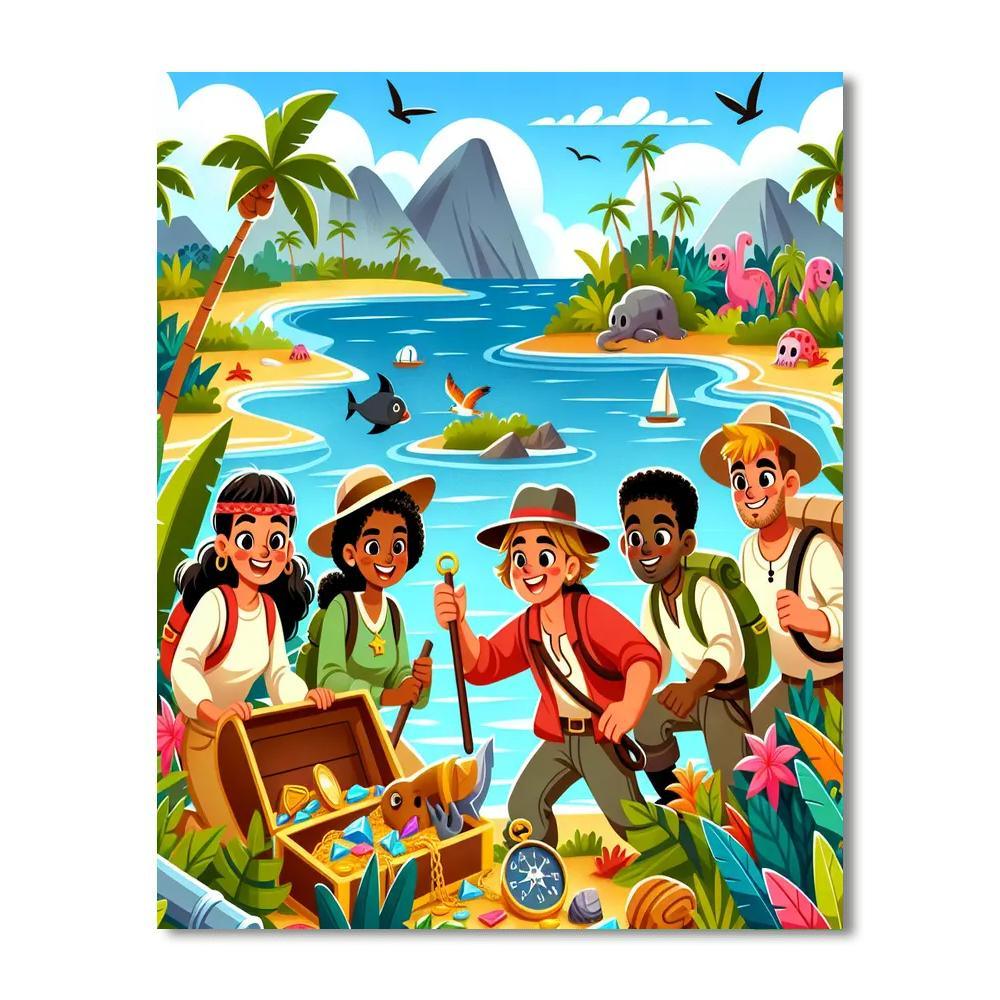 Tropical Adventure Island Painting By Numbers Kit