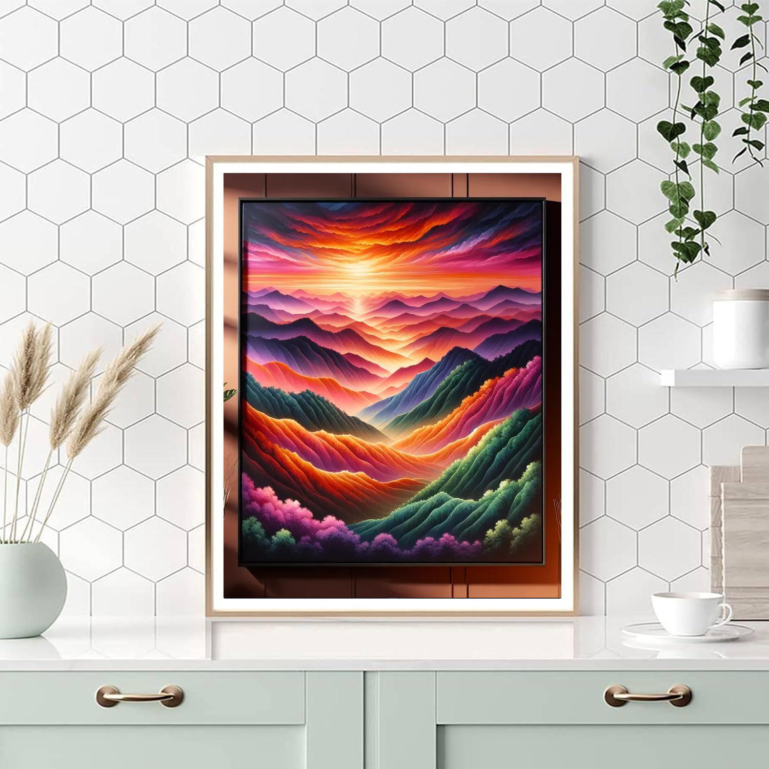 Dramatic Sunset Over The Hills Paint By Color