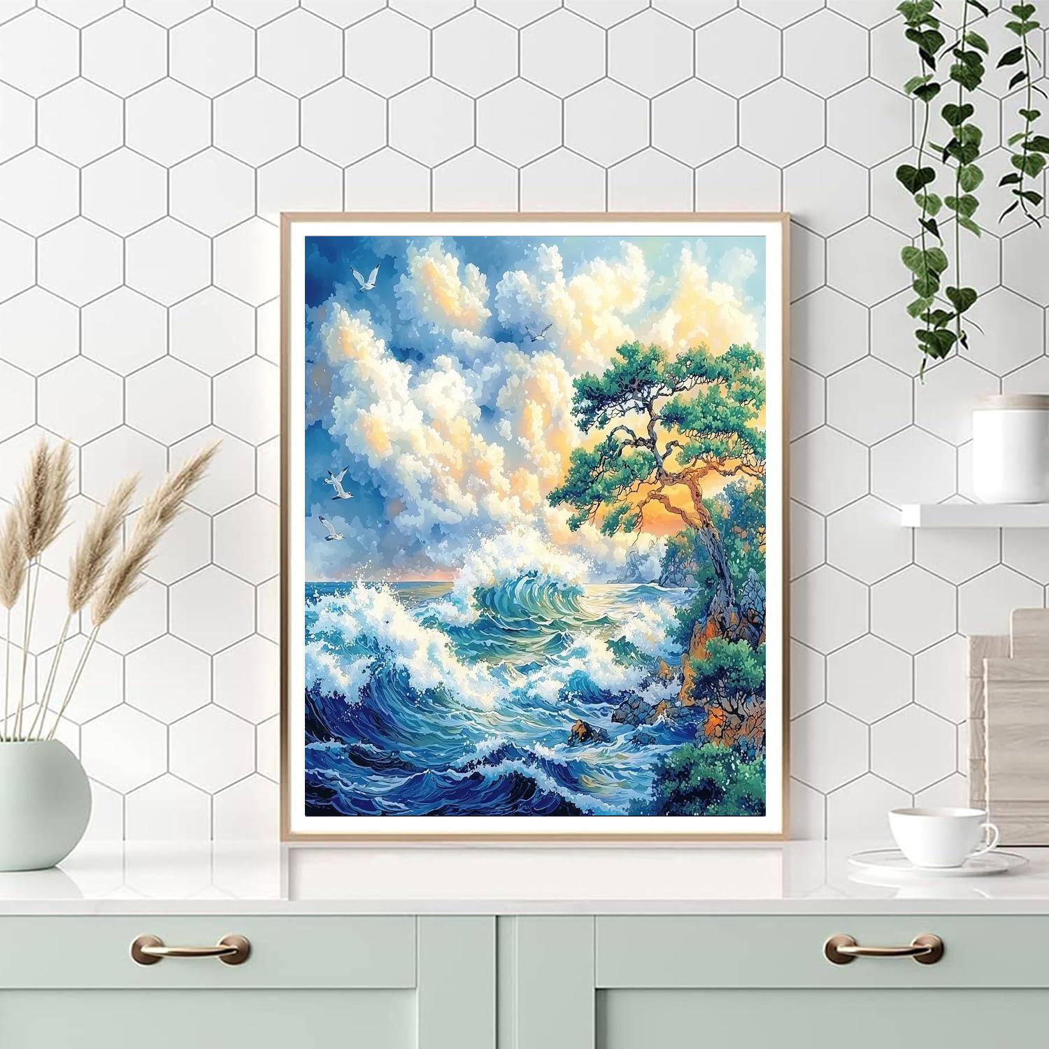 Katsushika Hokusai Inspired Hokusai's Serene Shores  Numbered Painting Kits