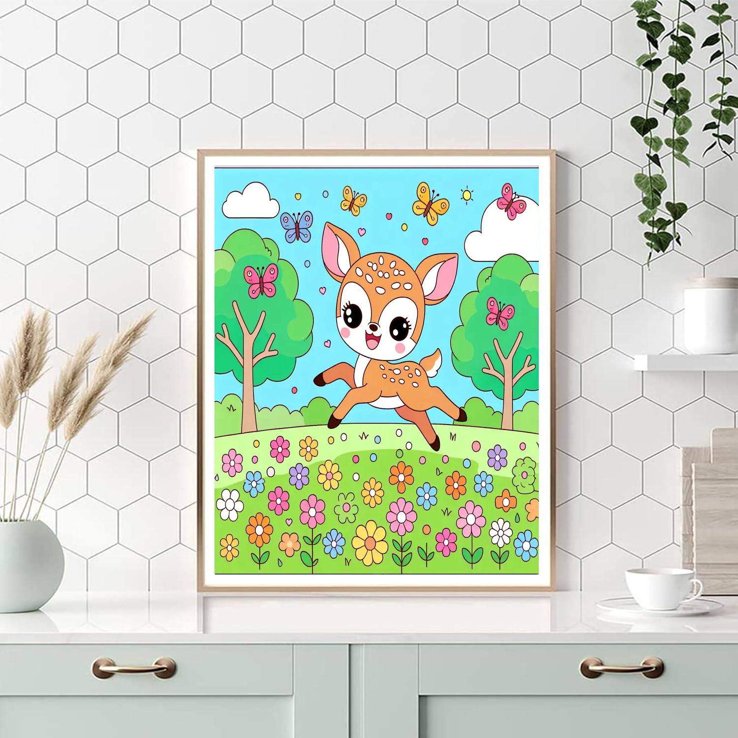 Frolicking Fawn's Meadow Painting By Numbers Kit
