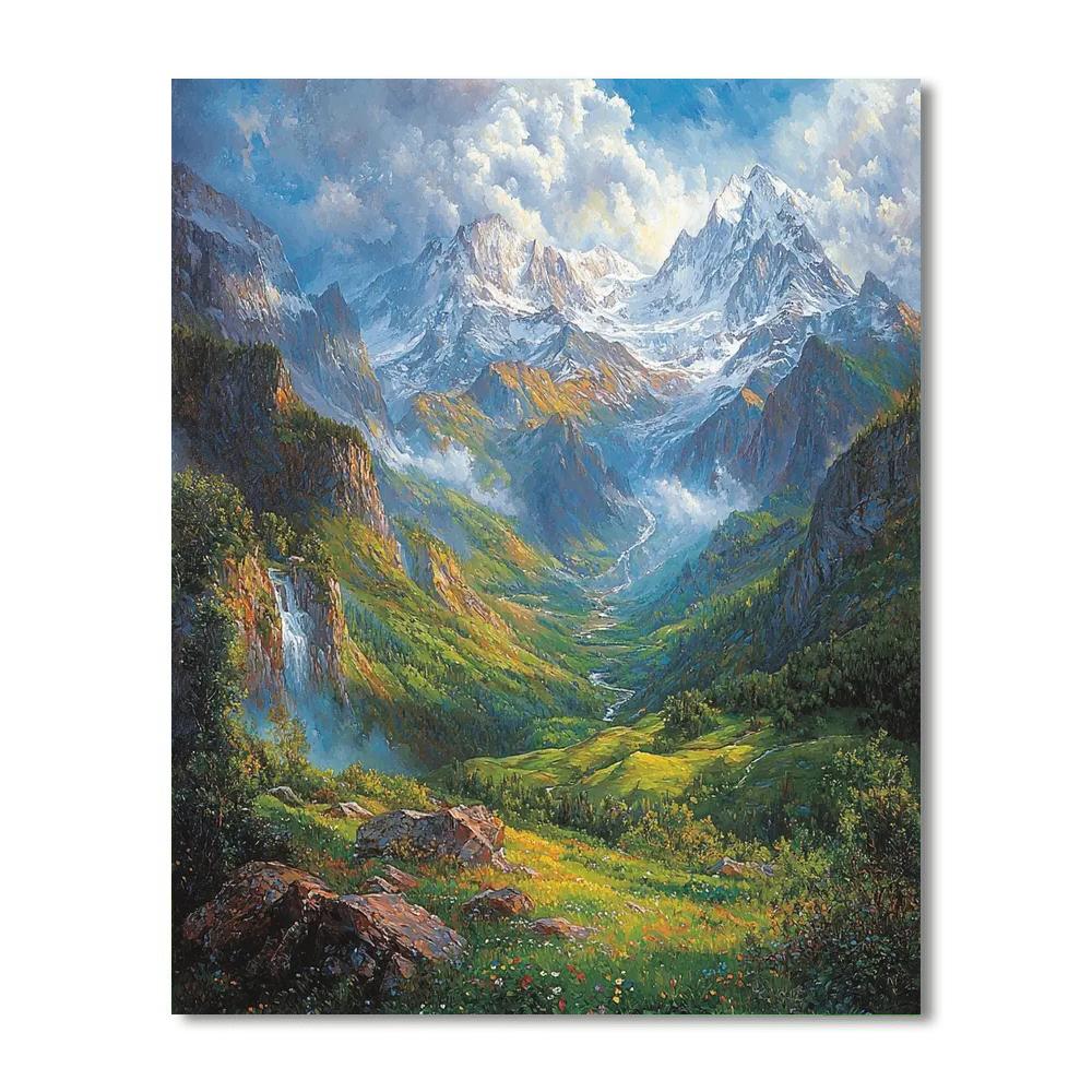 Albert Bierstadt Inspired Grand Mountain Range  Paint By Numbers