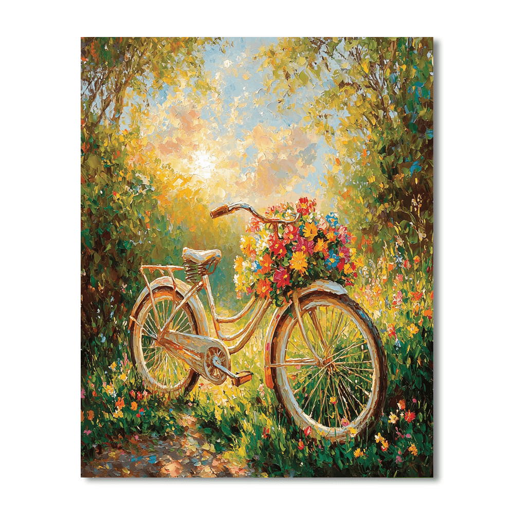 Claude Monet Inspired Vintage Bicycle Charm  Paint By Numbers