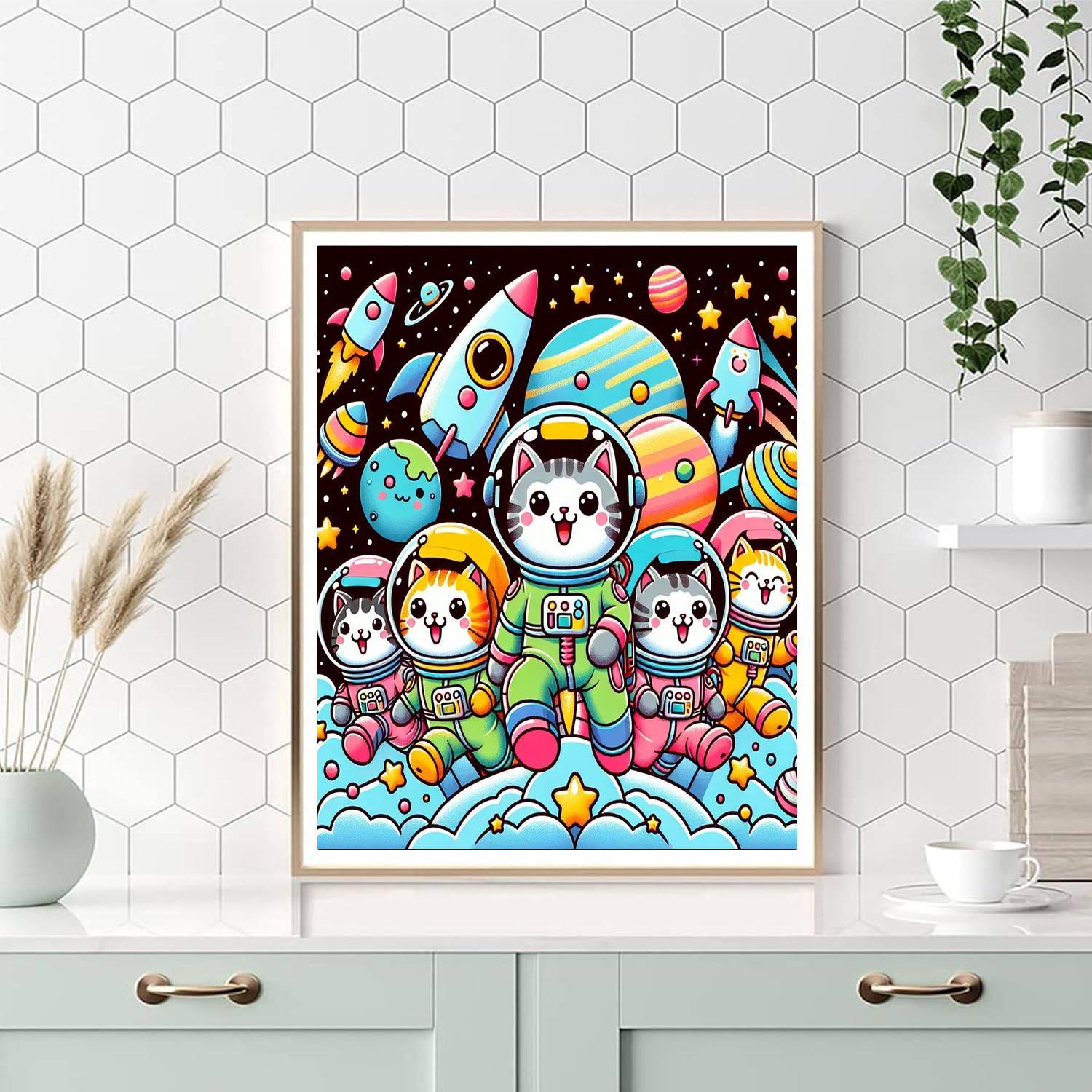 Space Cats Adventure Painting By Numbers Kit