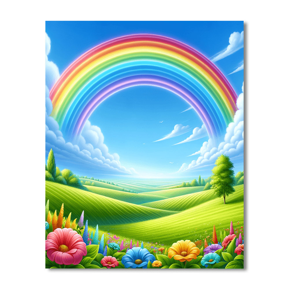Joyful Rainbow Landscape Paint By Number
