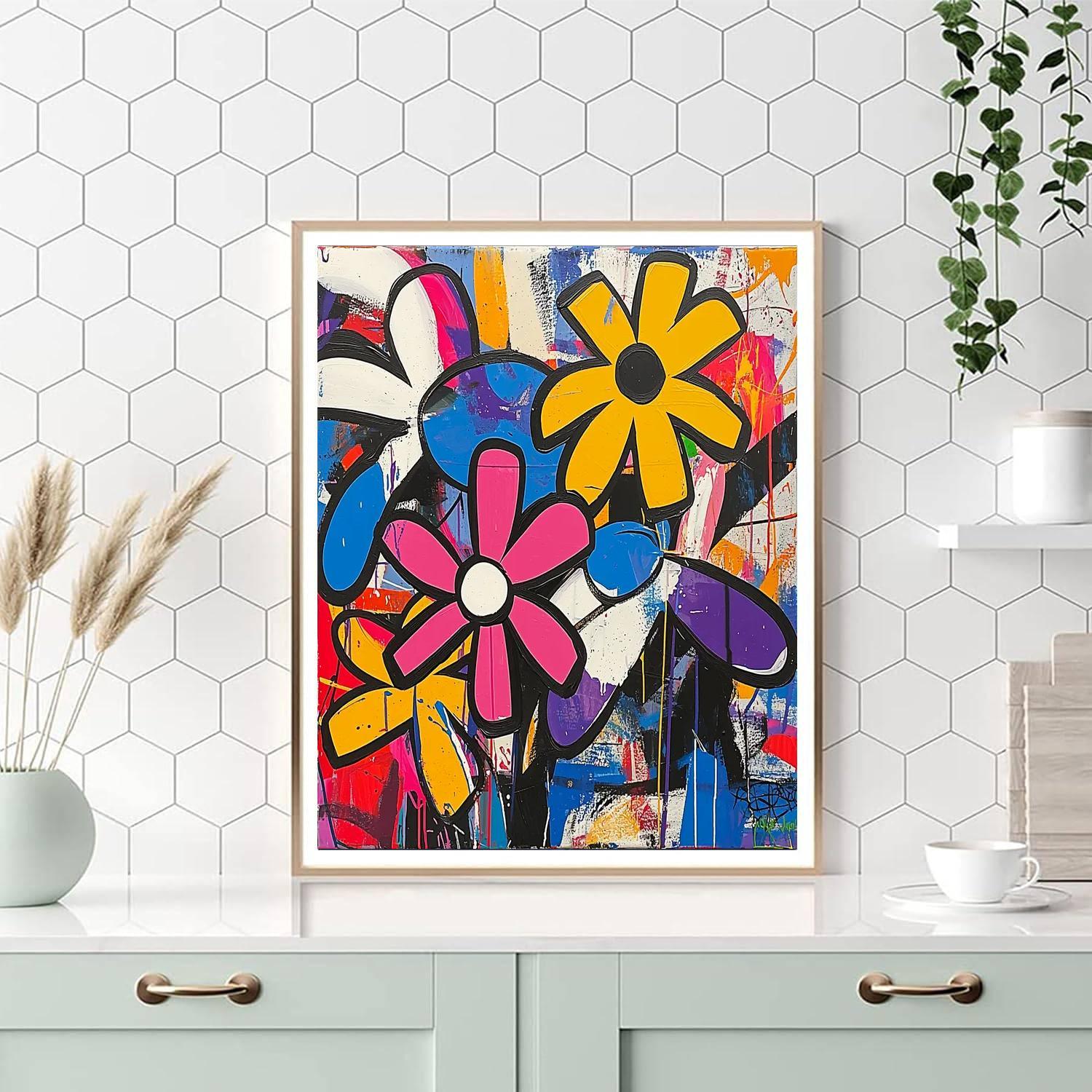 Basquiat Inspired Cosmic Petals  Painting By Numbers Kit