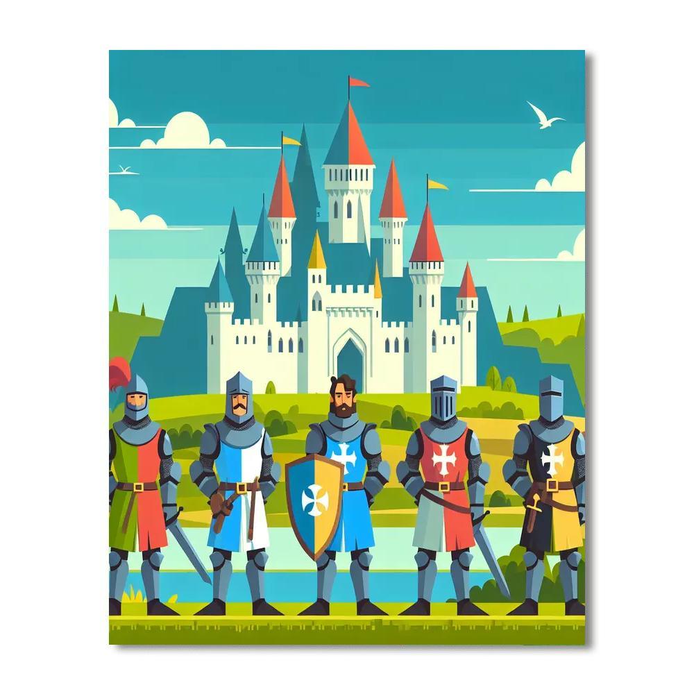 Medieval Legends With Heroic Knights Painting By Numbers Kit