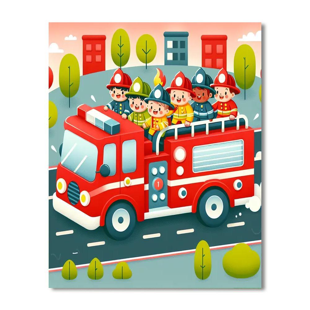 Bright Firetruck Painting By Numbers Kit