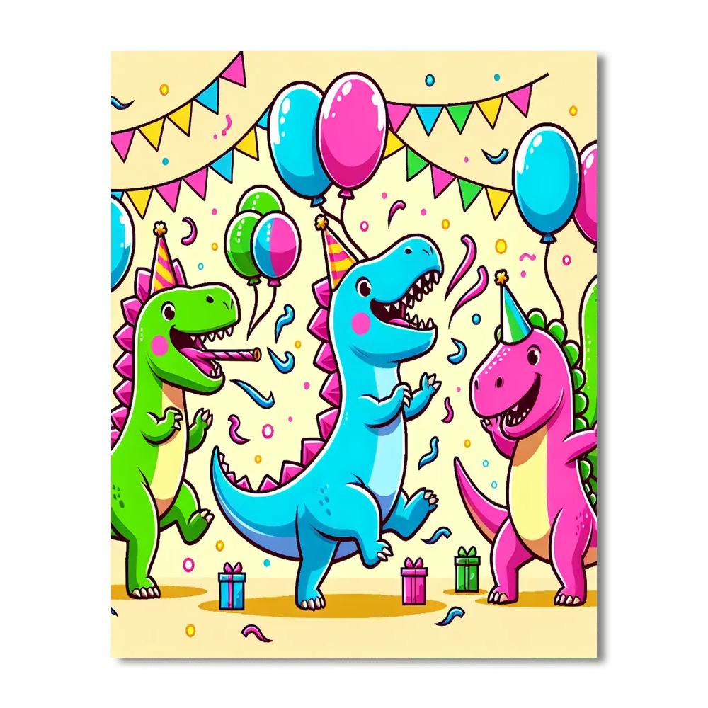 Joyful Dinosaur Party Painting By Numbers Kit