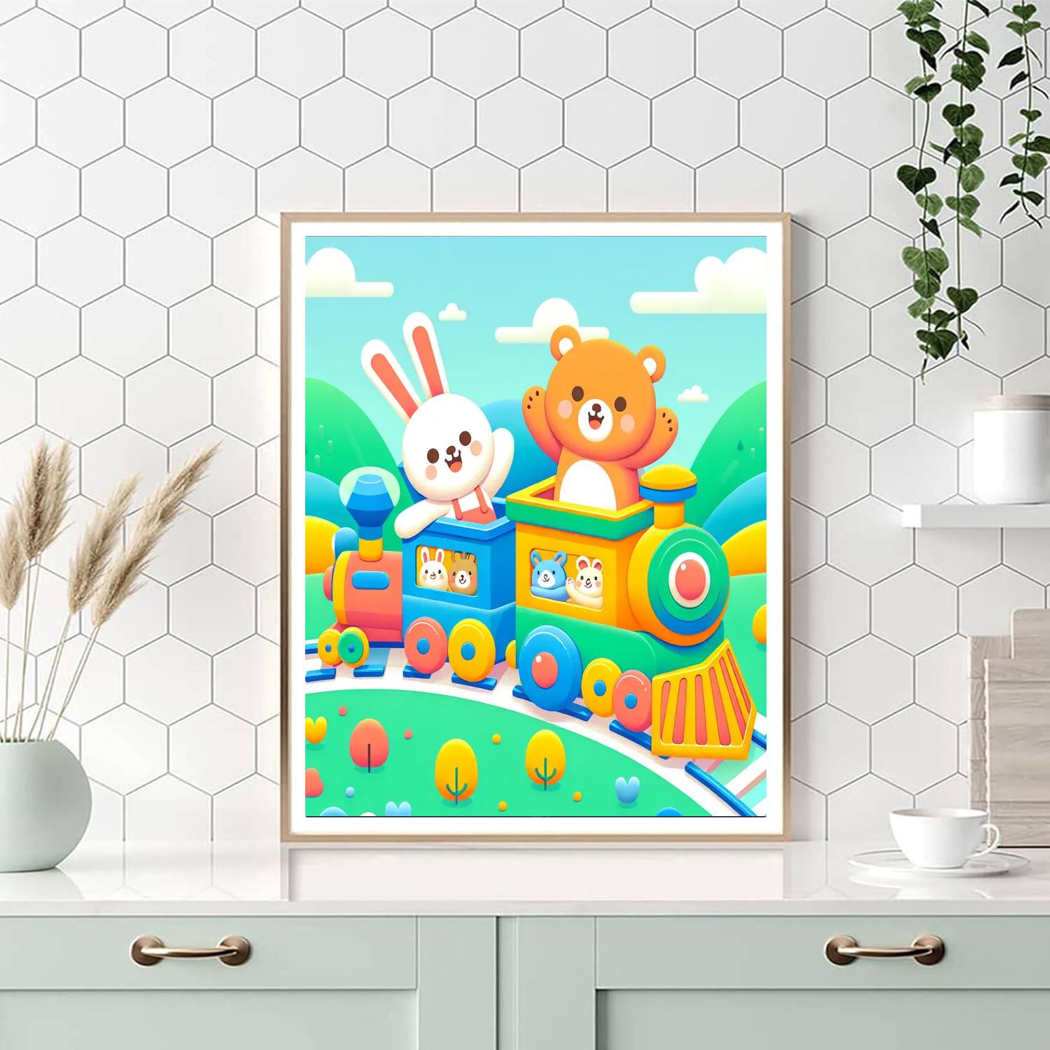 Colorful Adventure Train DIY Paint By Numbers
