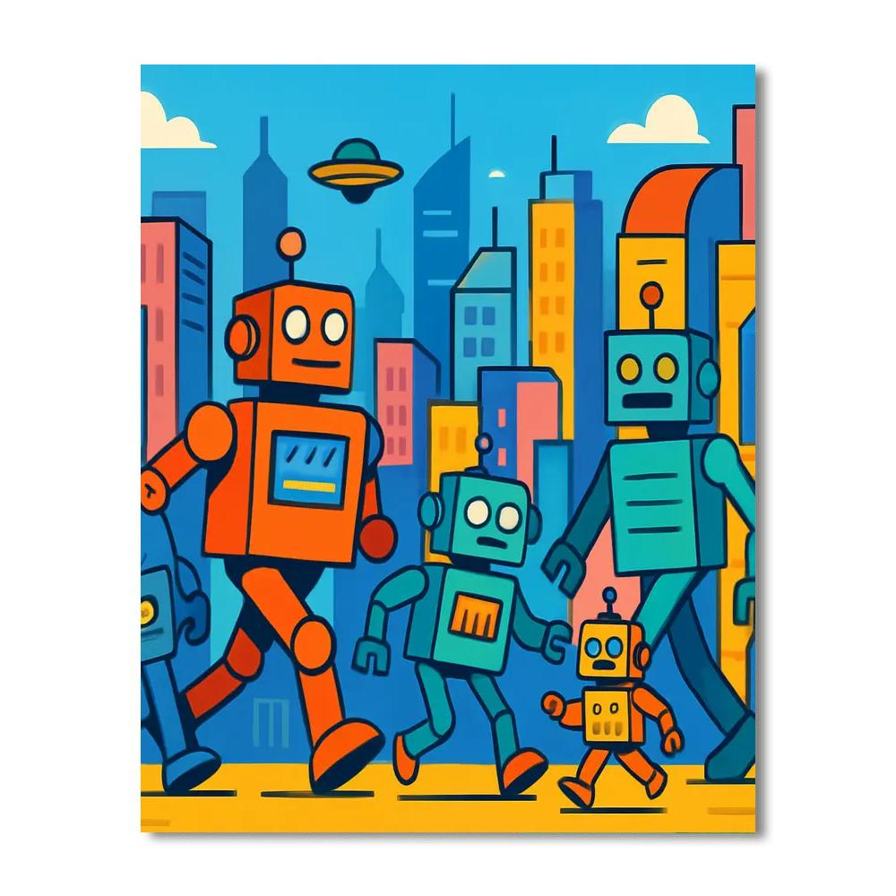 Robot City Metropolis DIY Paint By Numbers