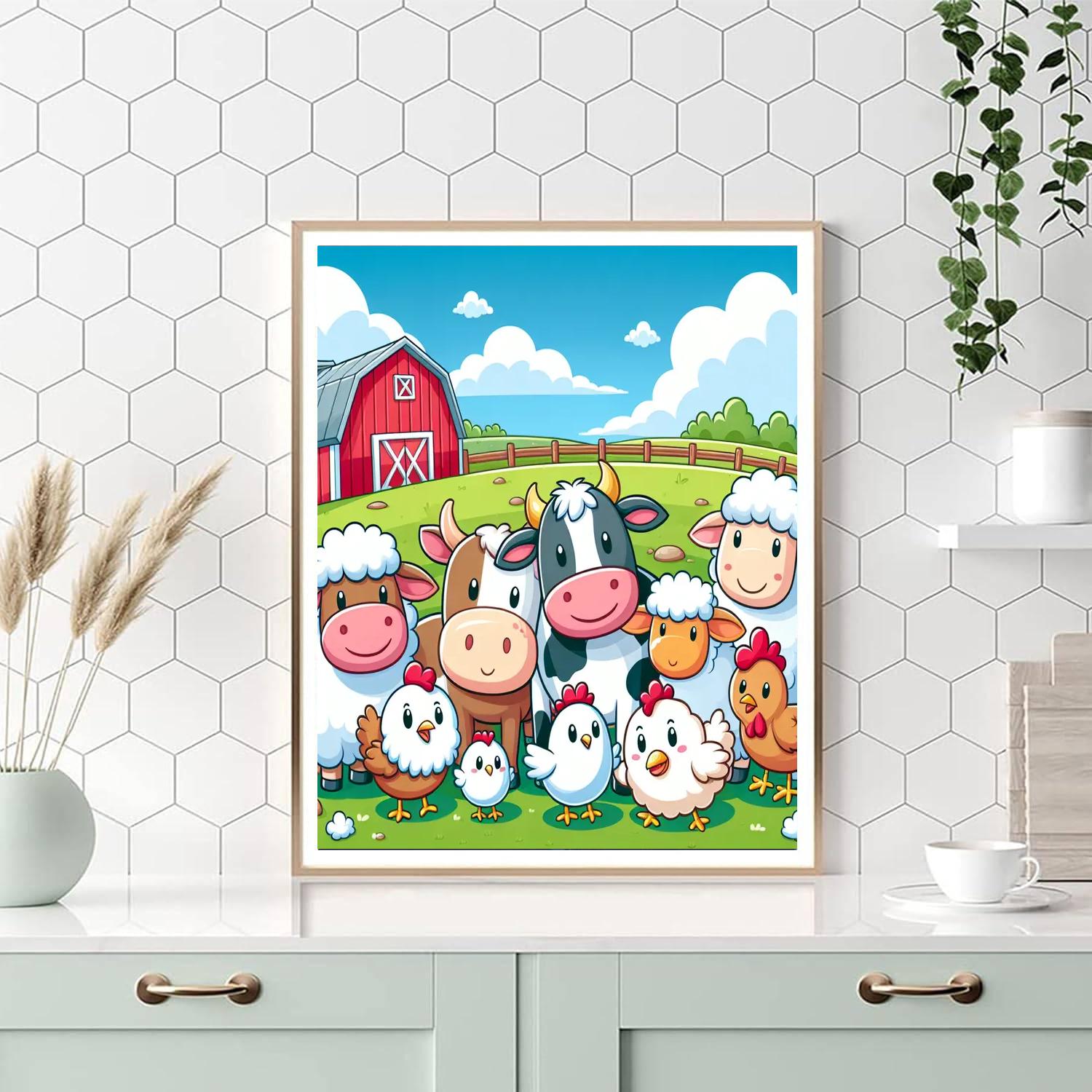 Friendly Farmyard Scene Painting By Numbers Kit