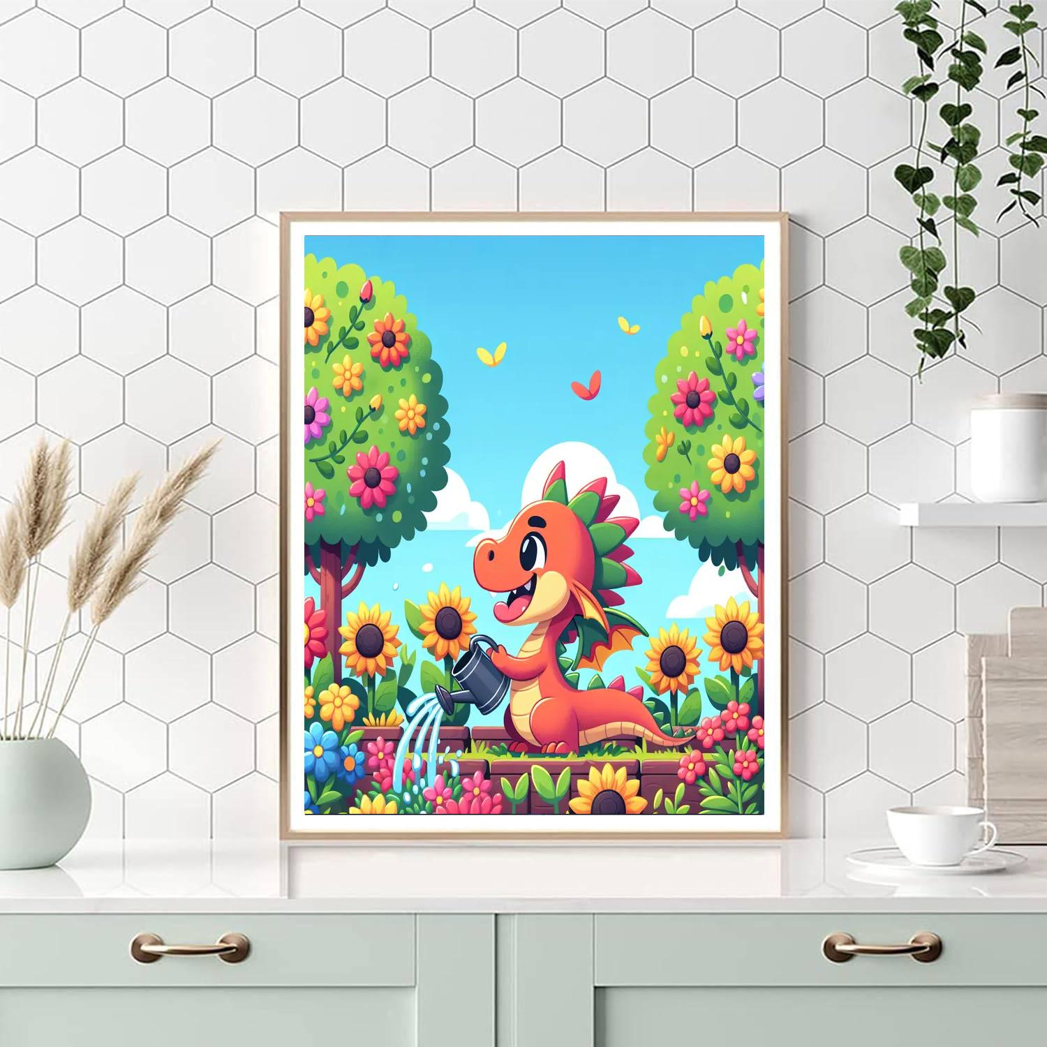 Friendly Dragon's Garden Number Painting