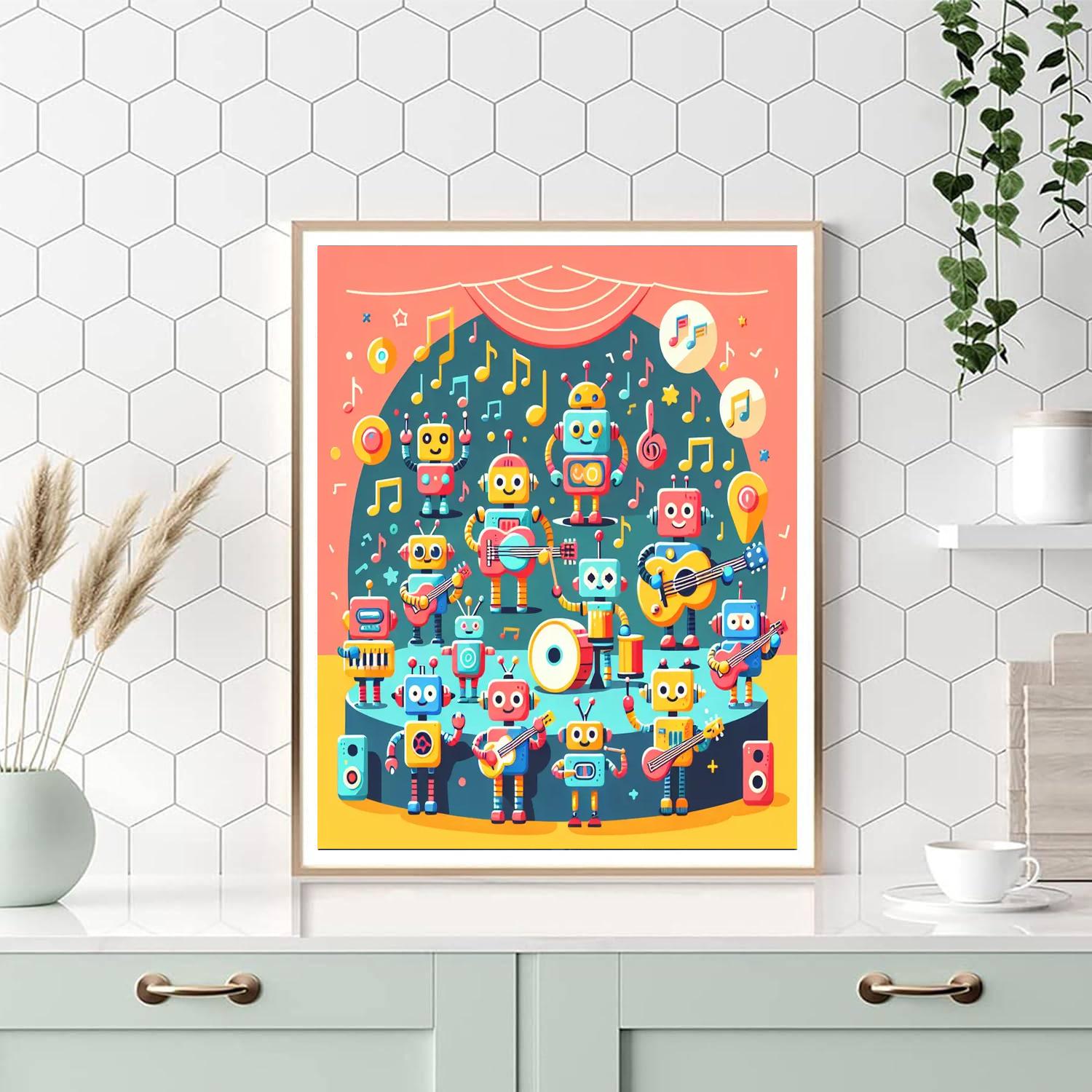 Rockin' Robots Paint By Numbers Art