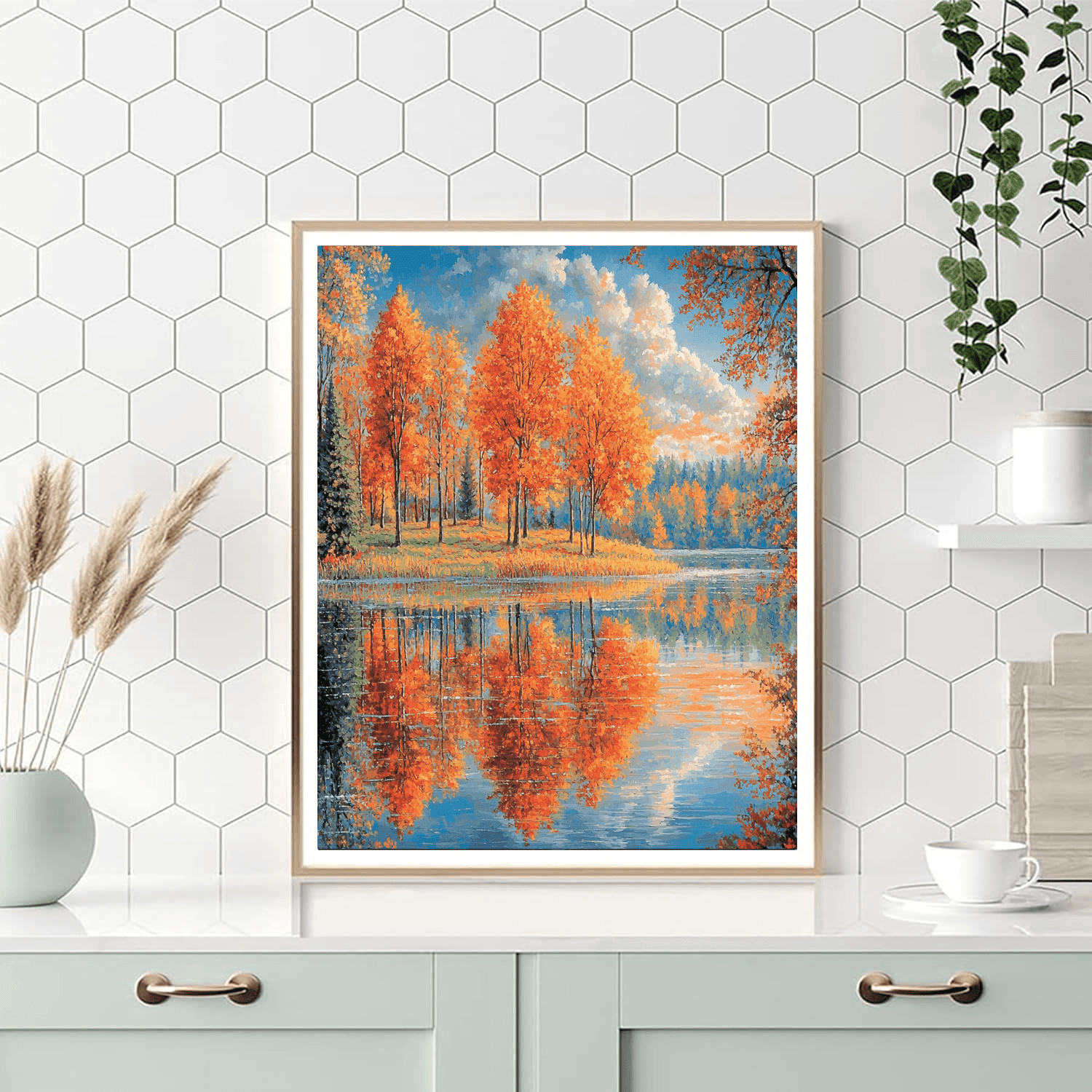 John Constable Inspired Autumn Reflection  Paint By Numbers Art