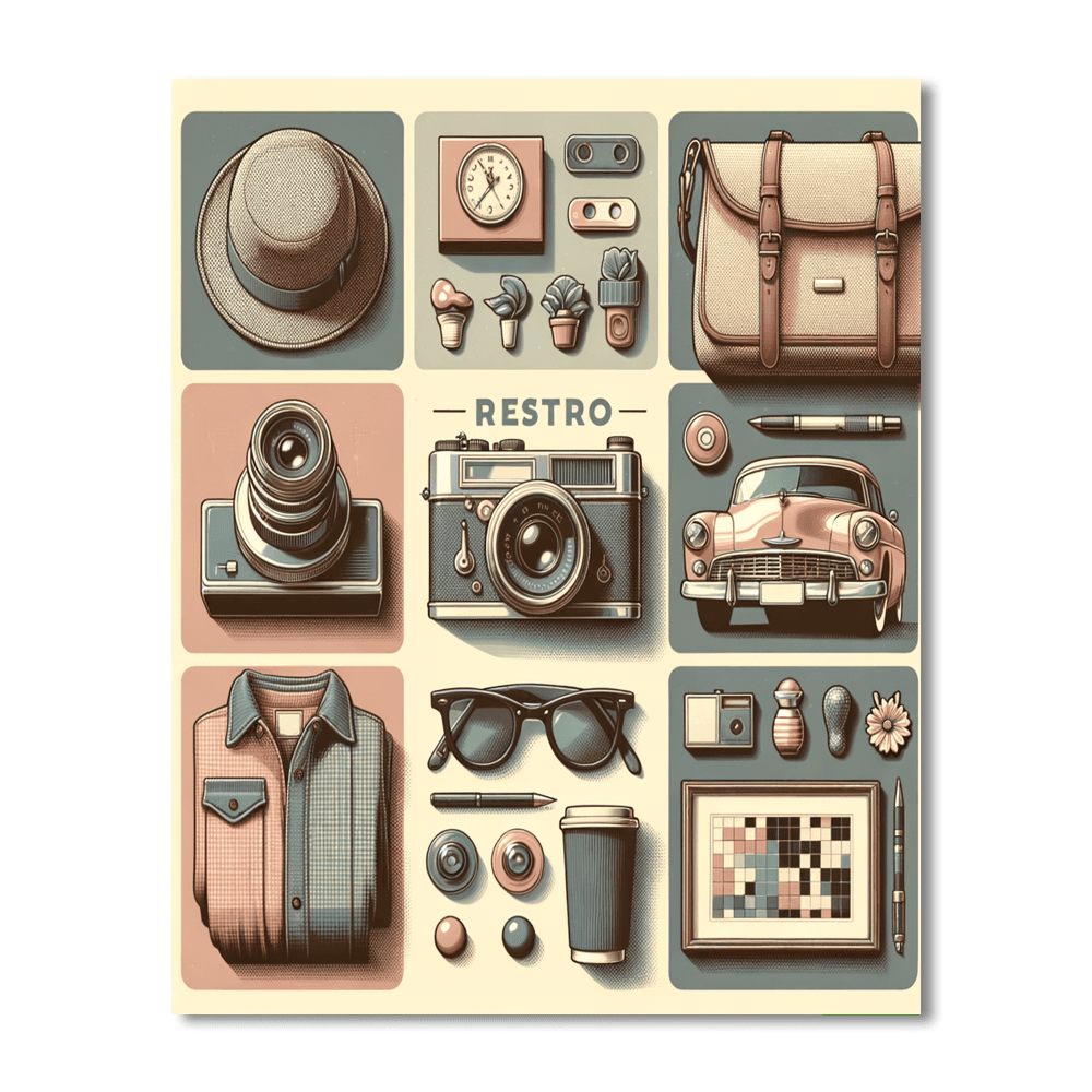 Retro Vintage Vibes Numbered Painting Kits