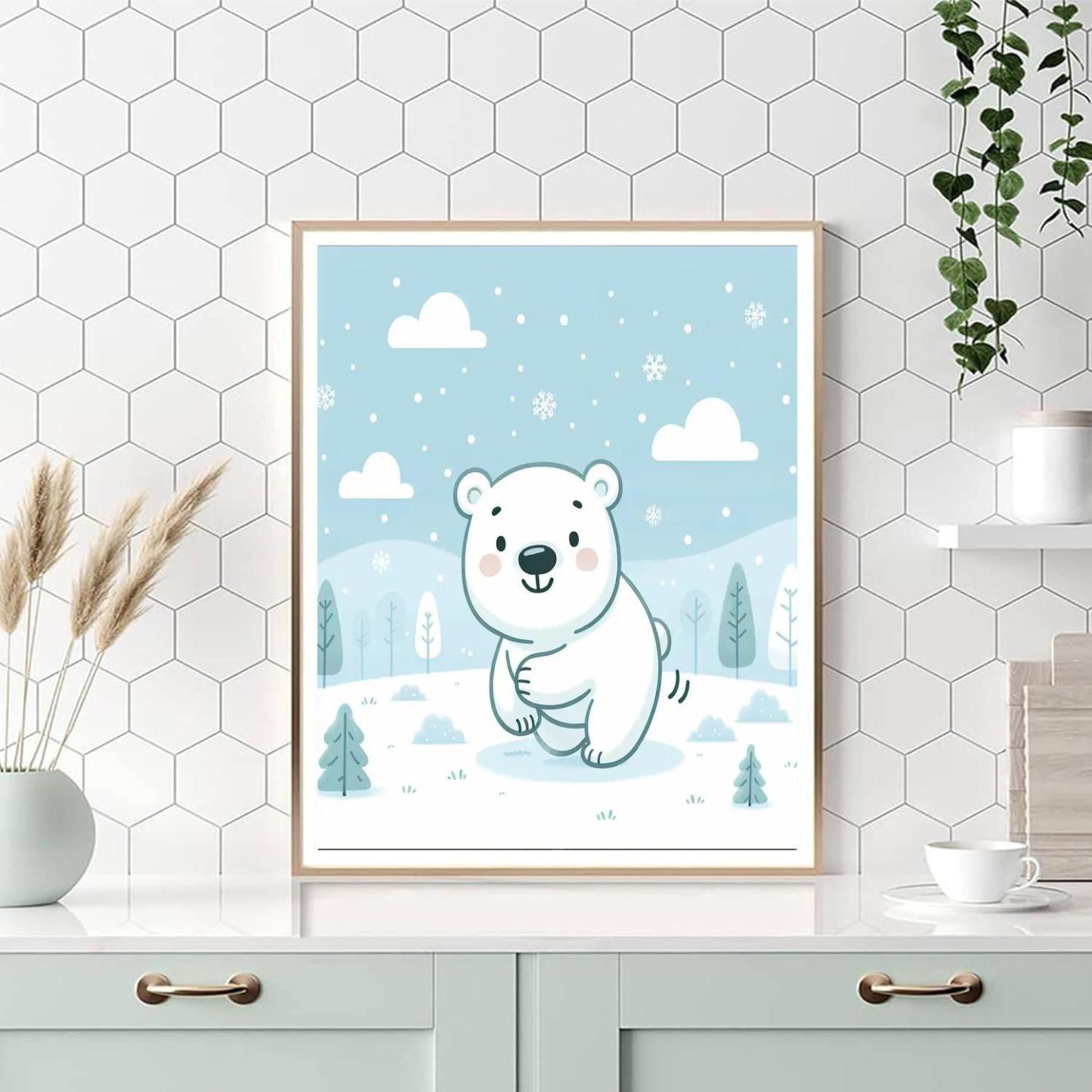 Whimsical Polar Bear Adventure Paint By Numbers Art