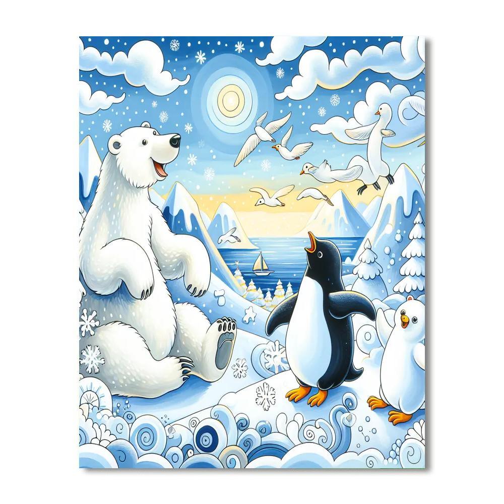 Playful Polar Paradise Painting By Numbers Kit