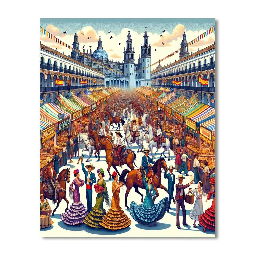 Seville Fair (feria De Abril) - Spain DIY Paint By Numbers