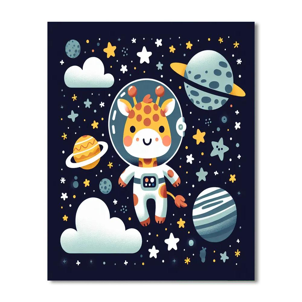 Giraffe In Space Adventure Paint By Numbers Art