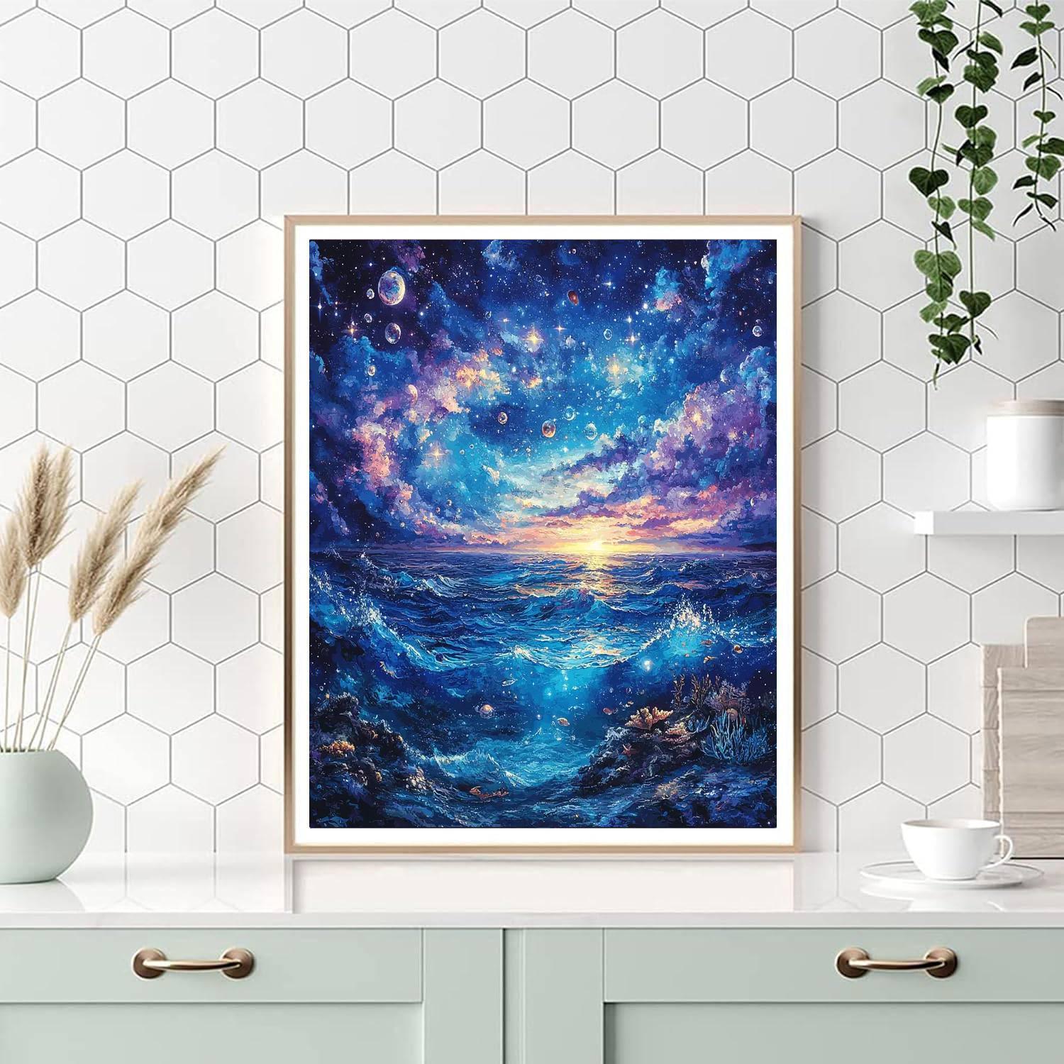 Salvador Dalí Inspired Cosmic Ocean Adventure  Painting By Numbers Kit