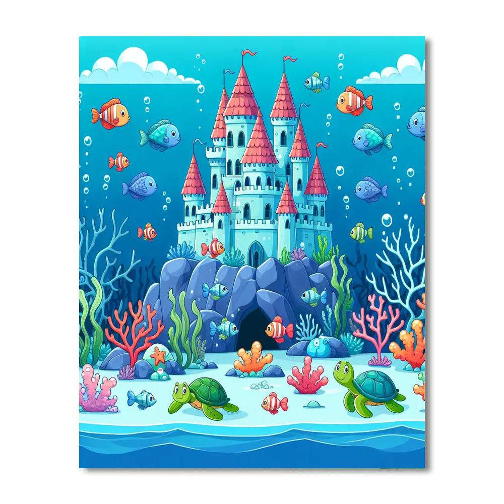 Underwater Coral Castle Painting Number Kit
