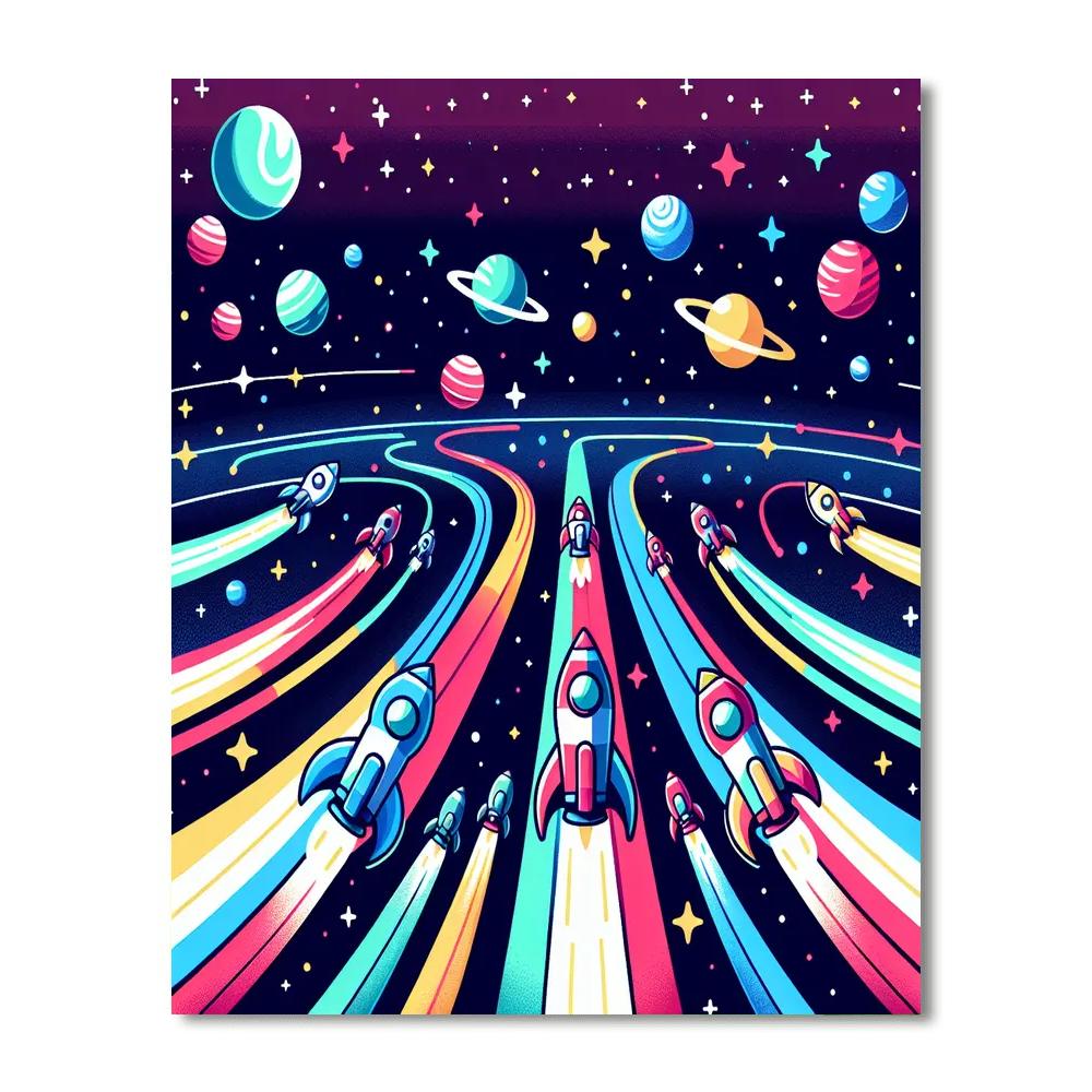 Space Adventure Race DIY Paint By Numbers